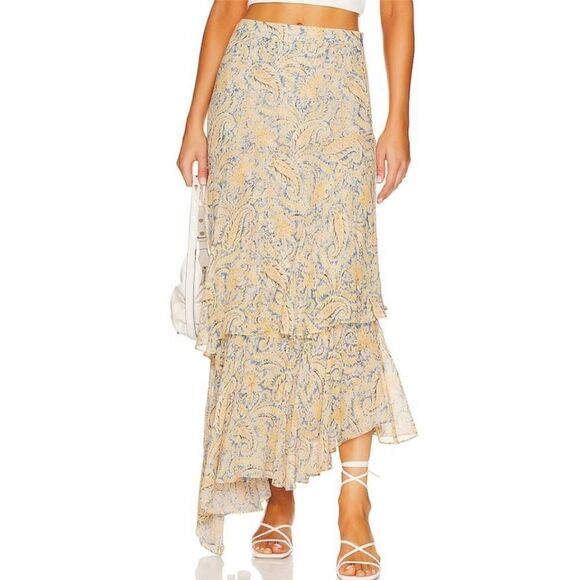 Veronica Beard Dresses & Skirts - Veronica Beard NWT Kaneli Silk Paisley Maxi Skirt 100% Silk Blue Yellow Size 4